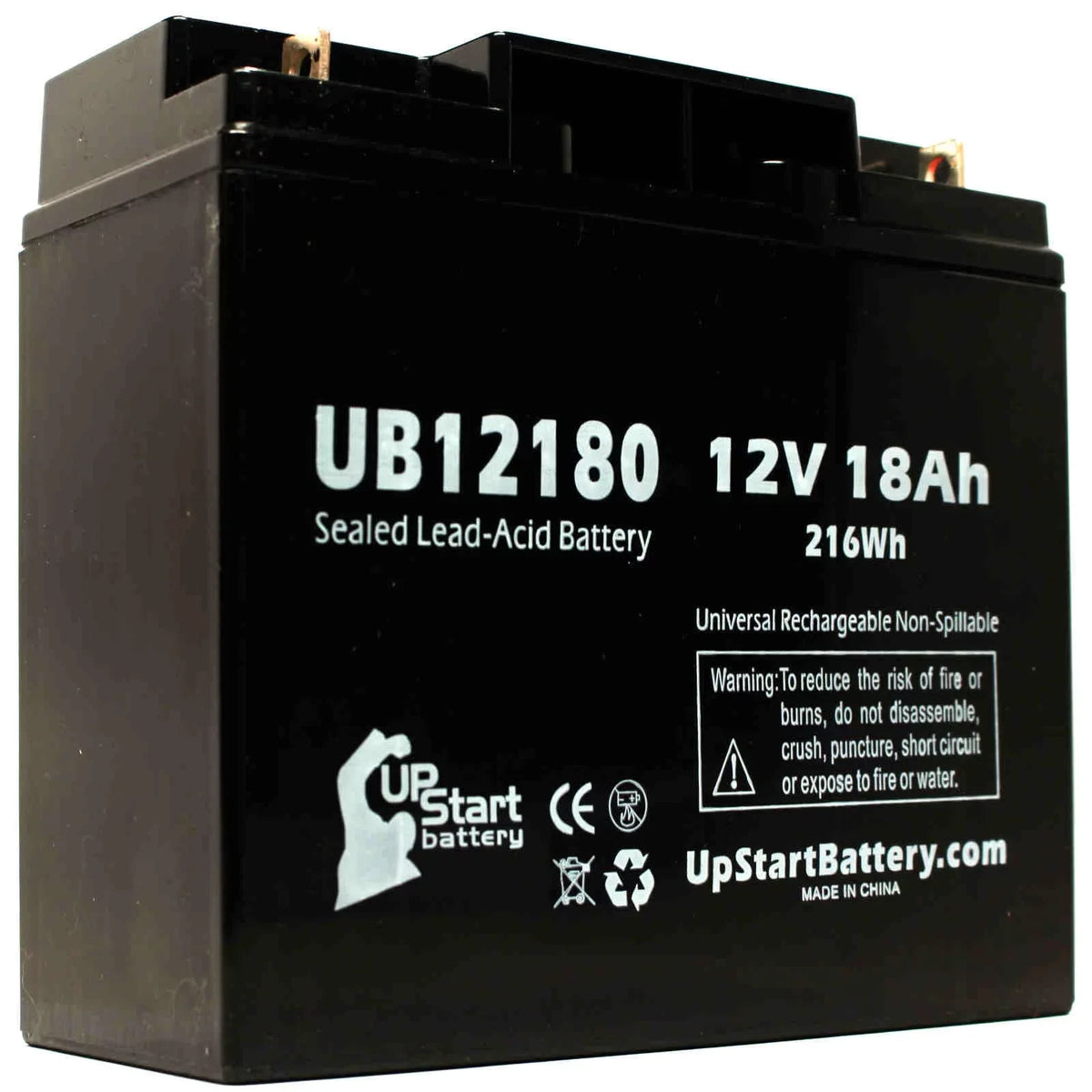4x Pack - Compatible     GP12150F Battery - Replacement UB12180 Universal Sealed Lead Acid Battery (12V, 18Ah, 18000mAh, T4 Terminal, , )