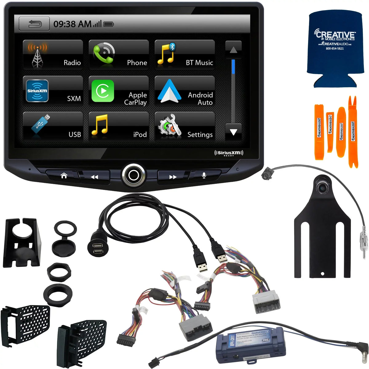 Stinger Stereo System compatible with Jeep Wrangler  (2011-2018): 10-Inch Touchscreen Radio; Includes Dash Kit & Interface, With Back Up Camera