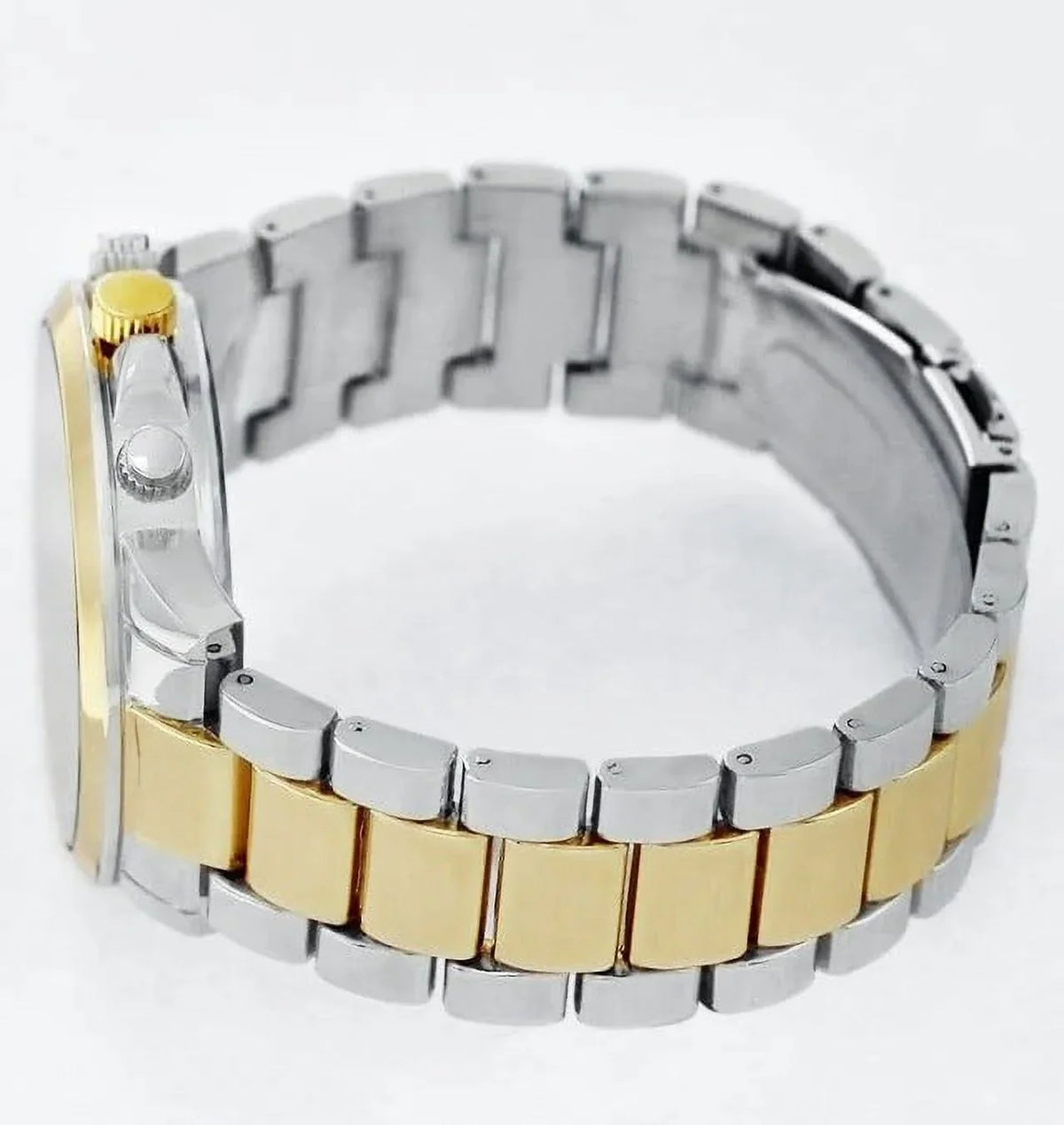 45mm Montres Carlo Men's Fashion Quartz Metal Band Sports Dress Luxury Watch (Two Tone/Blue)