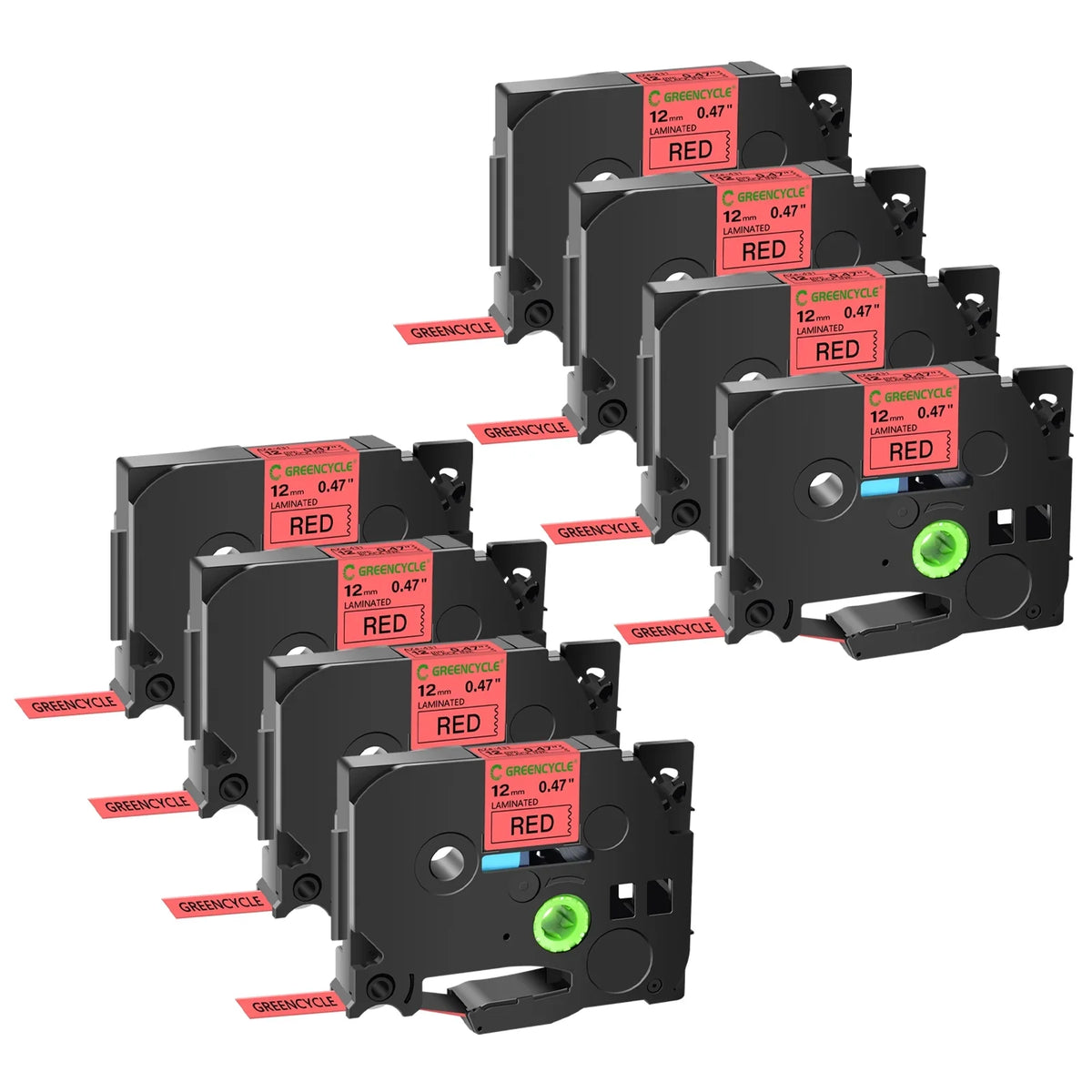 8PK Compatible for Brother P-touch Black on Red 12mm  TZe TZe-431 -431 TZe431 TZ431 Laminated Label Tape