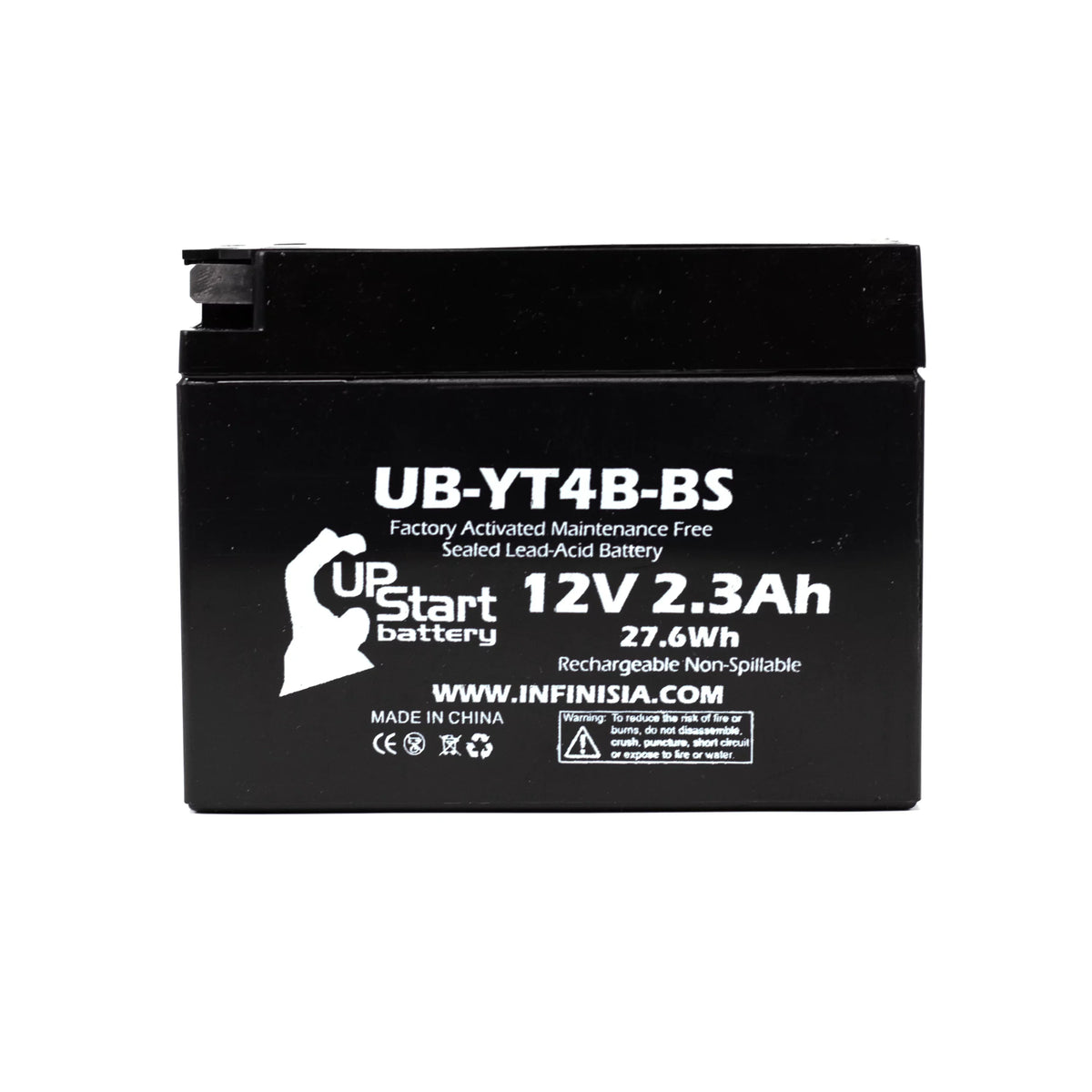 5-Pack UpStart Battery Replacement for 2015 Yamaha TTR110E 110CC Factory Activated, Maintenance Free, Motorcycle Battery - 12V, 2.3Ah, -YT4B-