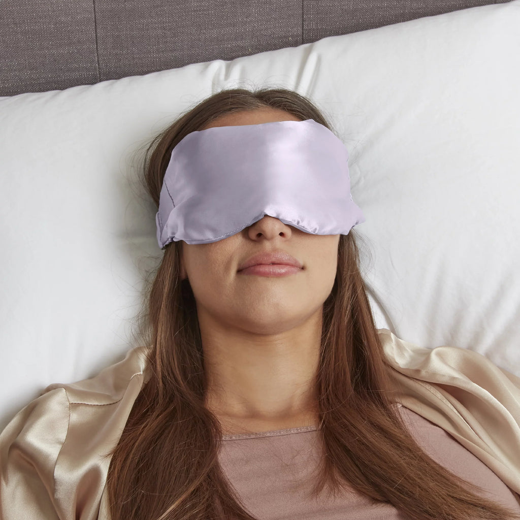 ConairCare® 2 pc Weighted Satin Eye Mask w/ Matching Drawstring Storage Bag Lavendar TS145X