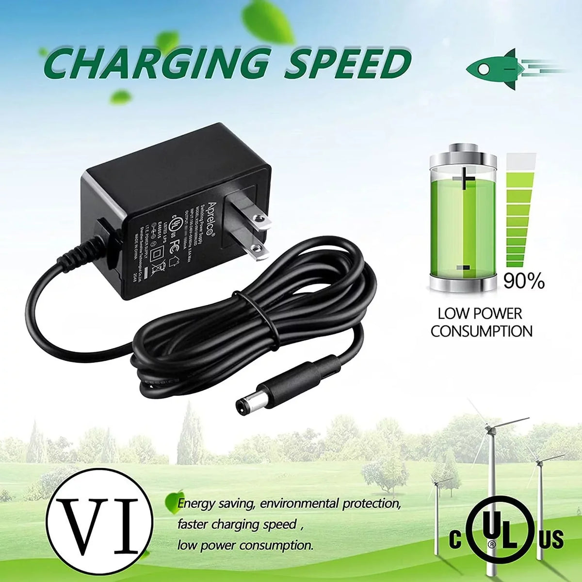 Aprelco  Listed  /  Adapter Compatible with Fostex -12T -12 Power Supply Cord Cable  Wall Home Charger Input: 100 - 240  50/60Hz Worldwide Voltage Use Mains