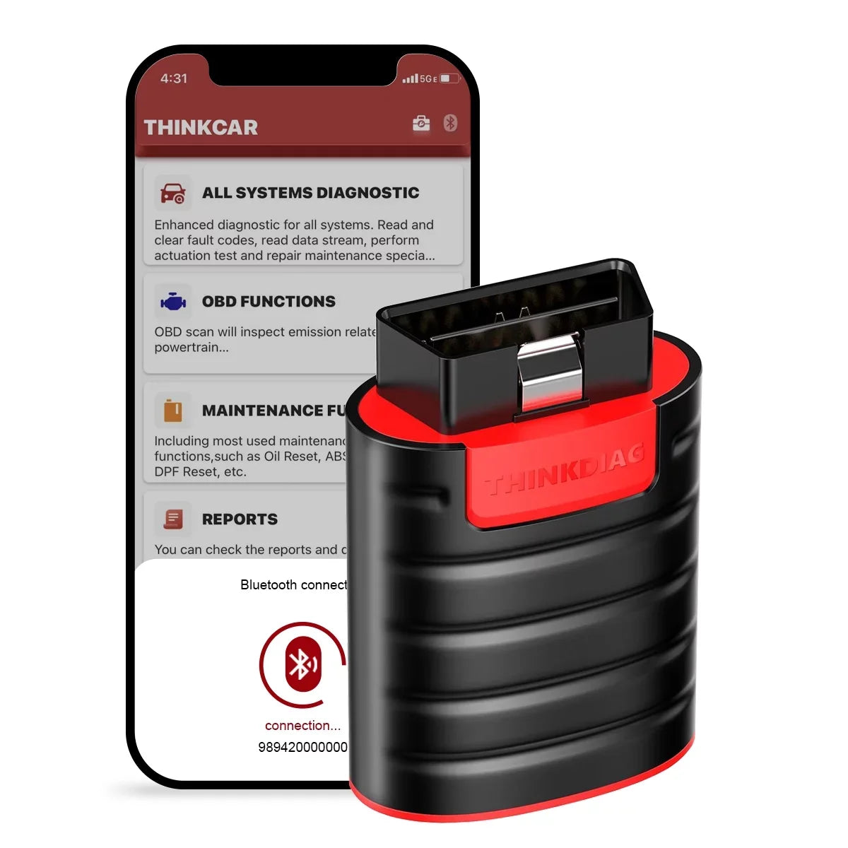 Bluetooth OBD2 Scanner Full Systems Car Diagnostic Tool Code Reader (2 Year Software Included) 15 Maintenance Functions for Cars Since 1996-