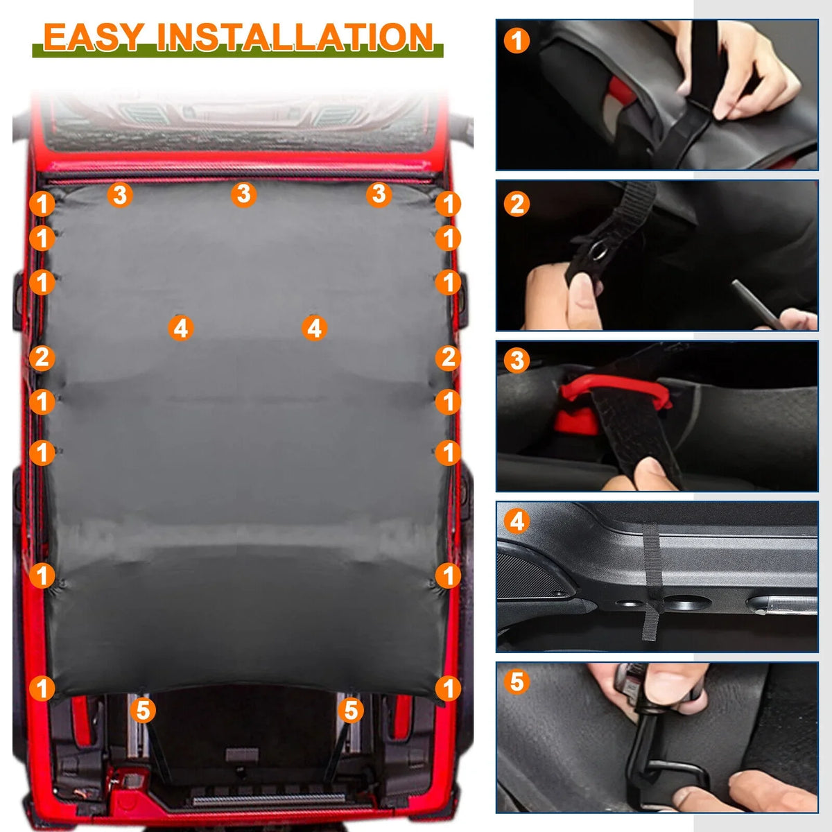Soft Top Bikini Top Cover for Jeep Wrangler  2007-2017 2-Door Extended  Leather Anti- Top Roof Black