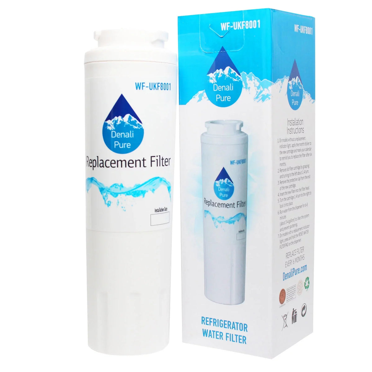 5-Pack Replacement for Amana ARS8267BB Refrigerator Water Filter - Compatible with Amana UKF8001AXX Fridge Water Filter Cartridge - Denali Pure Brand