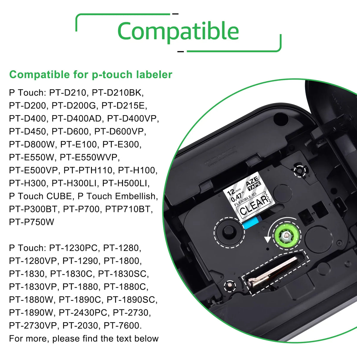30PK Compatible for Brother P-touch 12mm x 8m Black on Clear  TZe TZe-FX131 -FX131 TZe-131 -131 Flexible  Cable Wire Label Tape