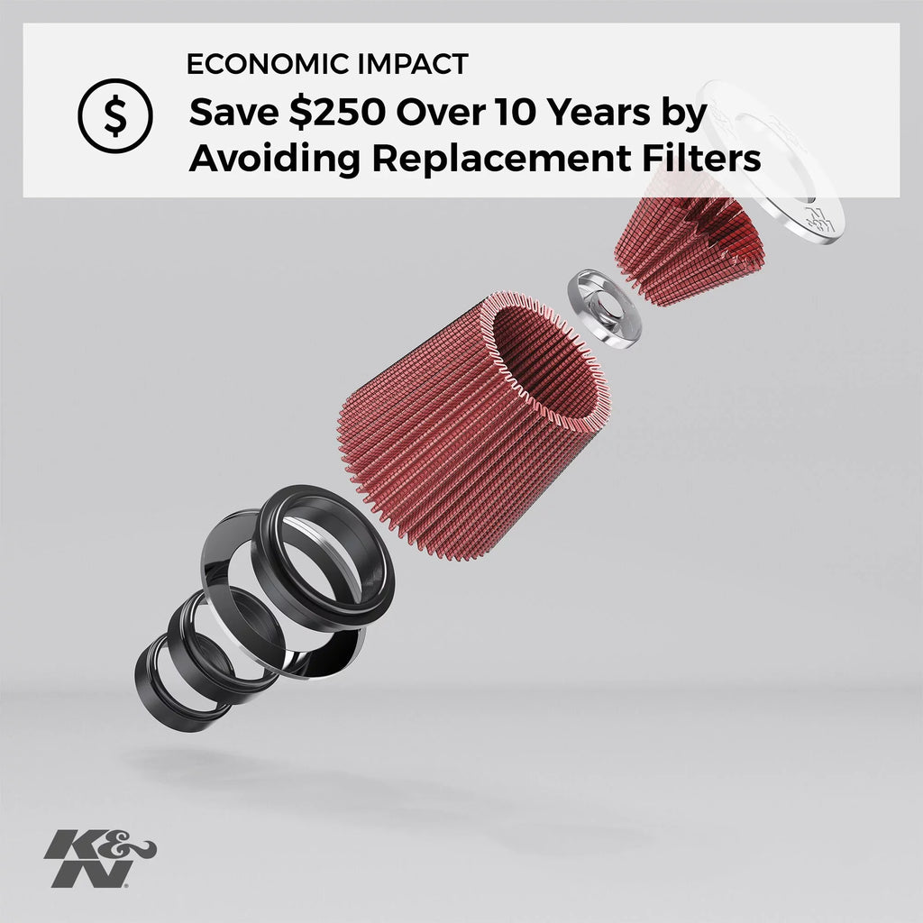K&N Universal Clamp-On Air Filter: High Performance, Premium, Washable, Replacement Engine Filter: Flange Diameter: 2.75 In, Filter Height: 7 In, Flange Length: 1 In, Shape: Round, -1480
