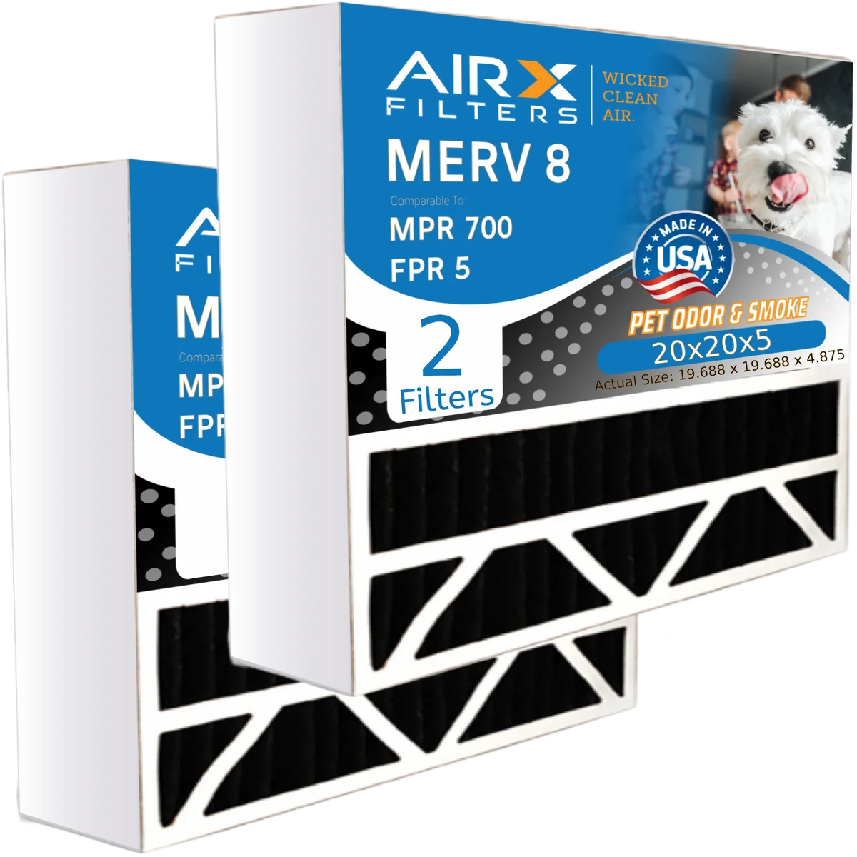 20x20x5 Air Filter Odor Eliminator Carbon Filter  8 Comparable to  700 &  5 Compatible with Air Bear 255649-103 2 Pack by     .