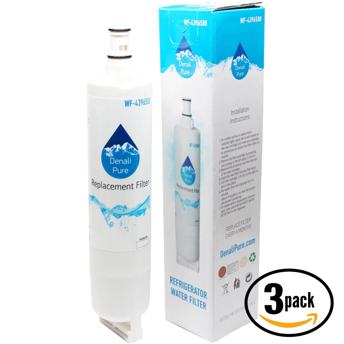 3-Pack Compatible Maytag MSD2258KEU Refrigerator Water Filter - Compatible Maytag 8212652 Fridge Water Filter Cartridge
