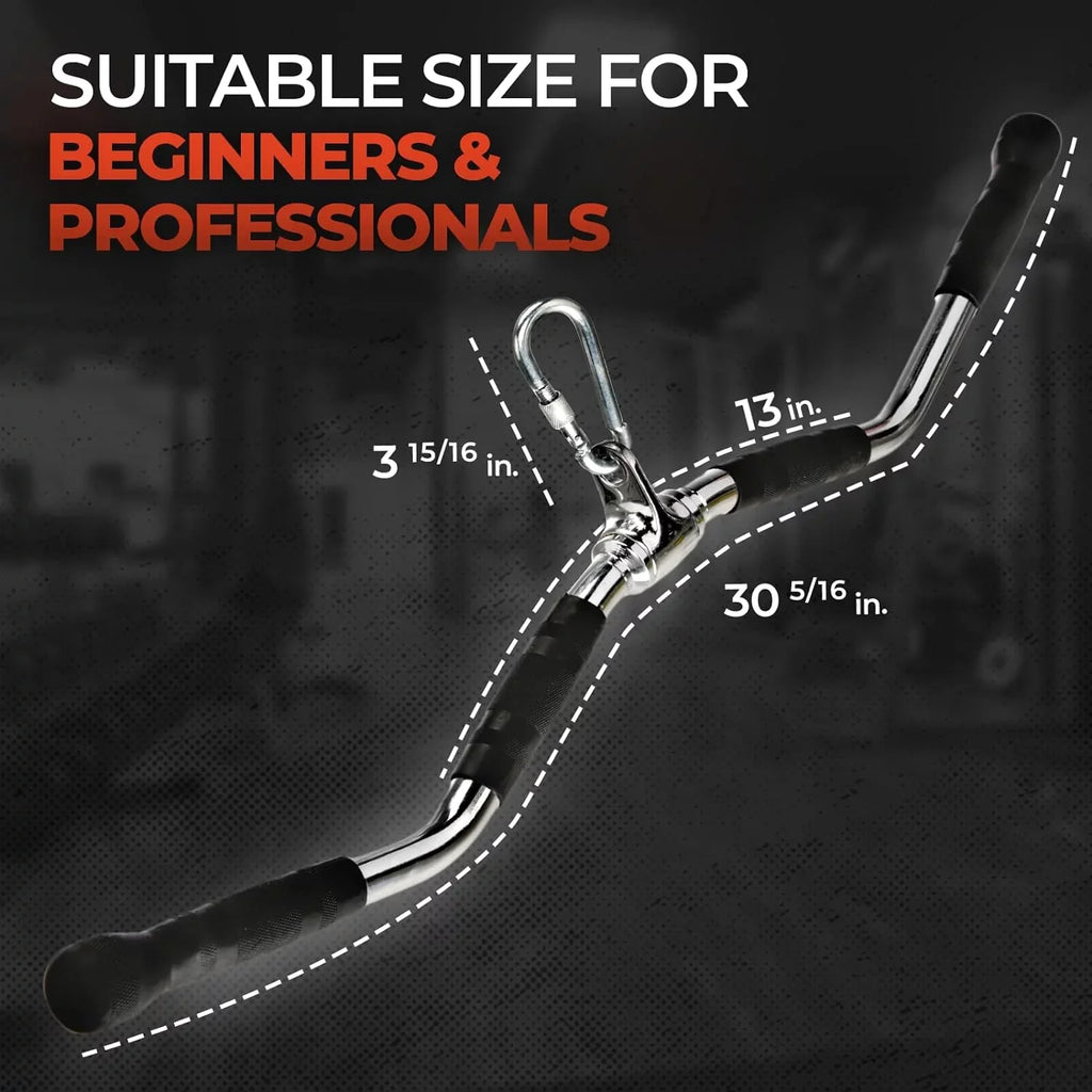 Yes4All Wide Grip  Pull Down Bar Attachments with Rubber Handles/Curl  Pulldown Attachment for Gym Equipment, Press Down Bar/Cable Attachment Rubber Handgrips
