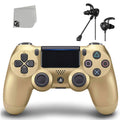 PlayStation 4 DualShock Wireless Controller Bundle - Gold Blue - With Earbuds Like New with