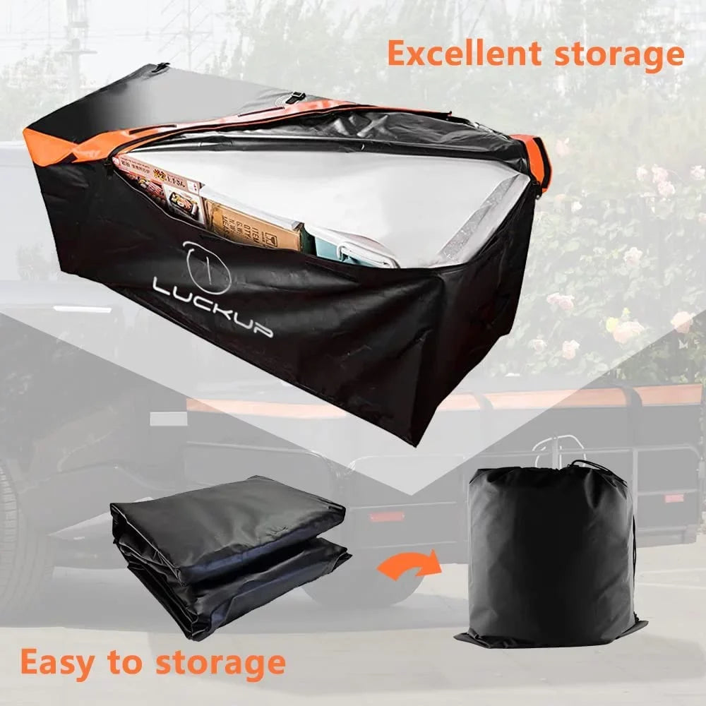 Trailer Hitch Cargo Bag Hitch Cargo Carrier Bag 20 Cubic Feet 100% Waterproof Include 6 Reinforced Straps Reflective Strip Design, Fits All Vehicles with Steel Cargo Basket, 59Lx24Wx24H,560L
