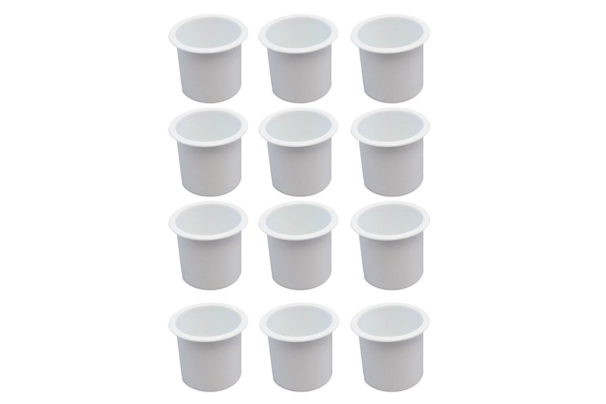12 Cup Holder Plastic Pocket Recessed Drop In Insert Universal for Boat  Car Truck Sofa Game Table Marine Pontoon Motorhome Camper White