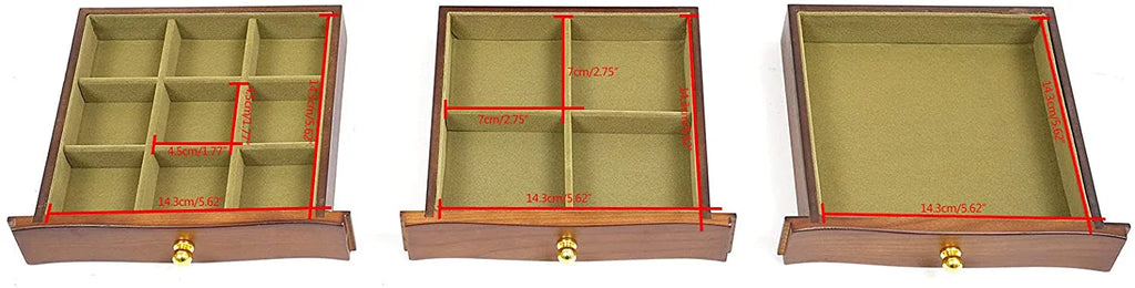 4 layers Wooden Gemstone Display Case Jewelry Storage Case W/ 4 Drawers and 2 Swing-out Cabinets