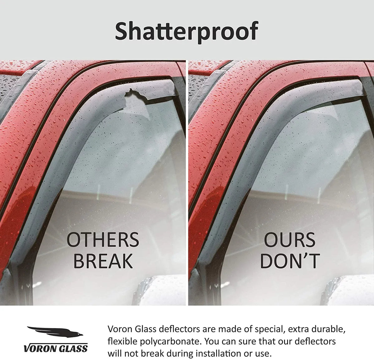 Voron Glass in-Channel Extra Durable Rain Guards for Trucks Dodge  2500 3500 2019-2024 Crew Cab, Window Deflectors, Vent Window Visors, 4 Pieces - 220010v