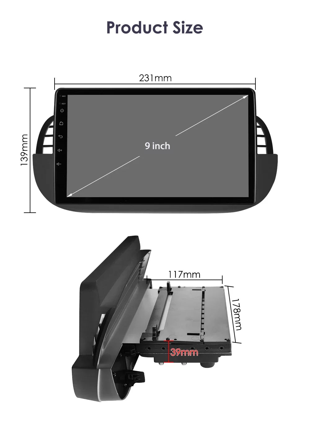 Android 12  Navigation Wifi 2+32GB  Carplay Car Stereo Radio Head Unit For Fiat 500 2007-2014