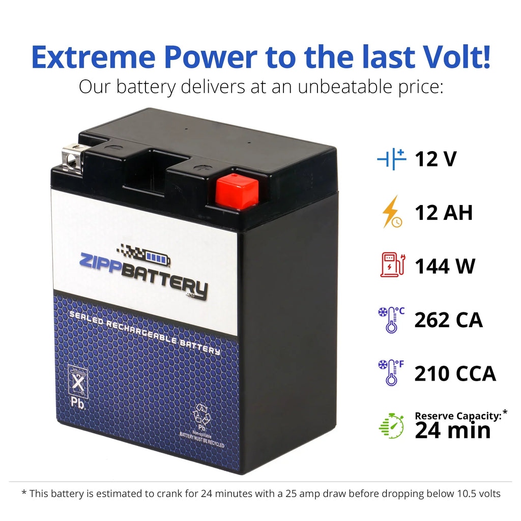 Zipp Battery YTX14AHL- (14AHL- 12 Volt,12 Ah, 210 ) Motorcycle Battery for Suzuki 750cc Gsx-r750 1989