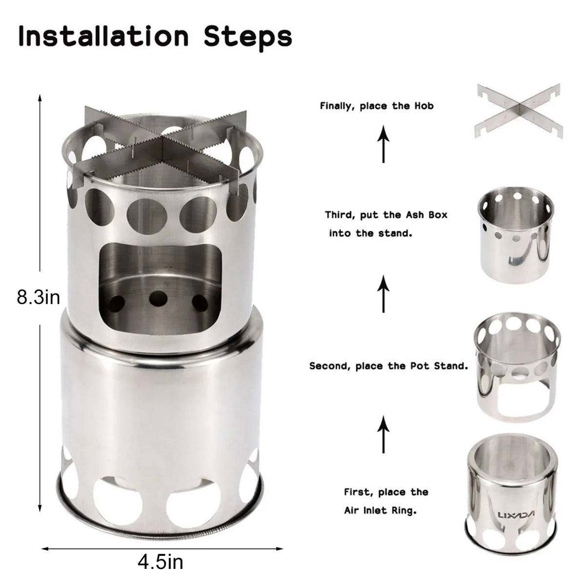 ammoon Cooking Utensils Set with Camping Stove Lightweight Aluminum Pot and Stainless Steel Cutlery Ideal for Backpacking and Picnics