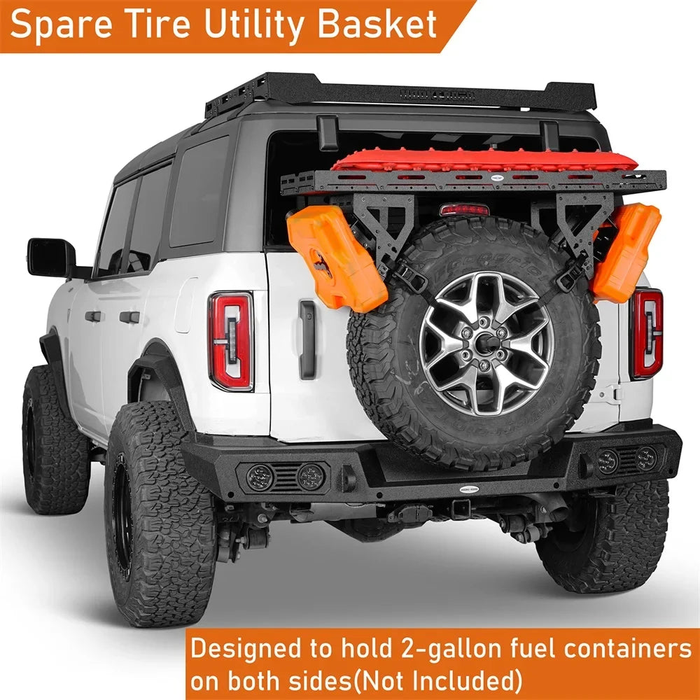 Hooke Road Spare Tire Utility Basket Fit 1976-2024 Jeep Wrangler     Ford Bronco