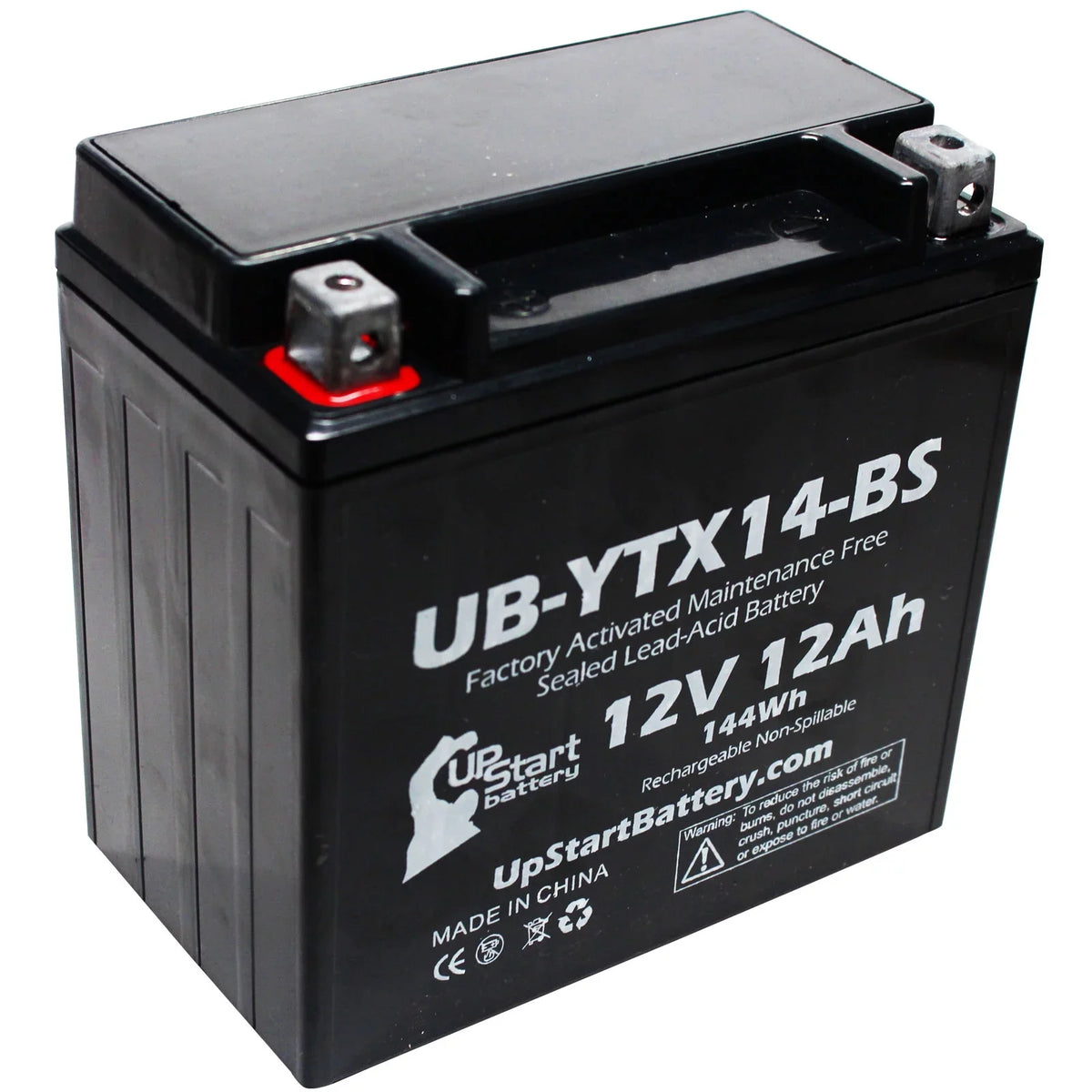 3-Pack UpStart Battery Replacement for 2010  F800ST,  800  Factory Activated, Maintenance Free, Motorcycle Battery - 12V, 12AH, -YTX14-