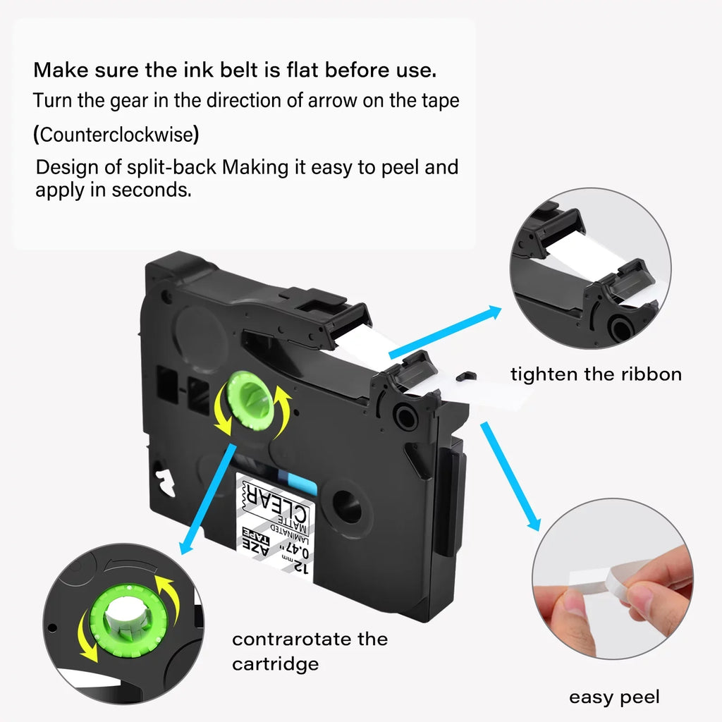 30PK Compatible for Brother P-touch Black on Matte Clear 12mm 0.47" TZe-M31 -M31 TZM31 TZeM31 Laminated Label Tape