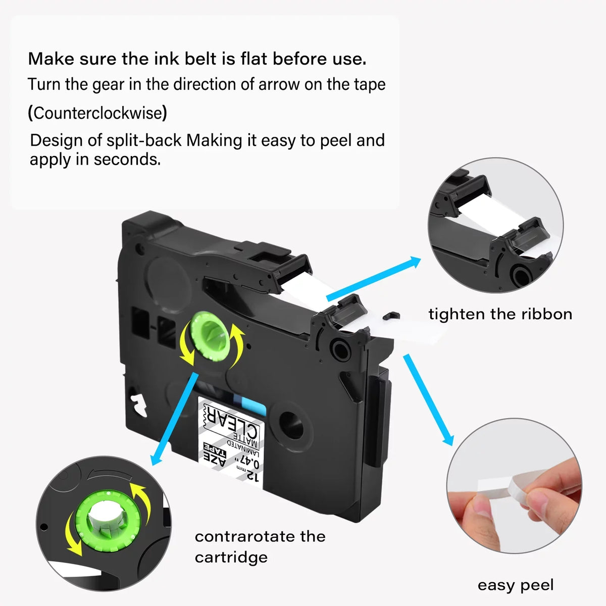 20PK Compatible for Brother P-touch Black on Matte Clear 12mm 0.47" TZe-M31 -M31 TZM31 TZeM31 Laminated Label Tape