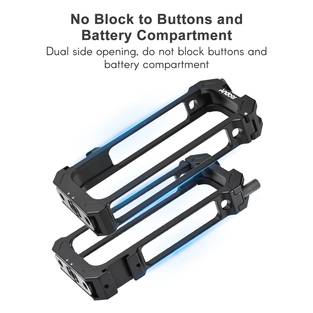 Andoer Aluminum Alloy Sports Camera Video Cage with Dual Cold Shoe Mounts - Metal Protective Frame Vlog Accessories for Insta360 X3