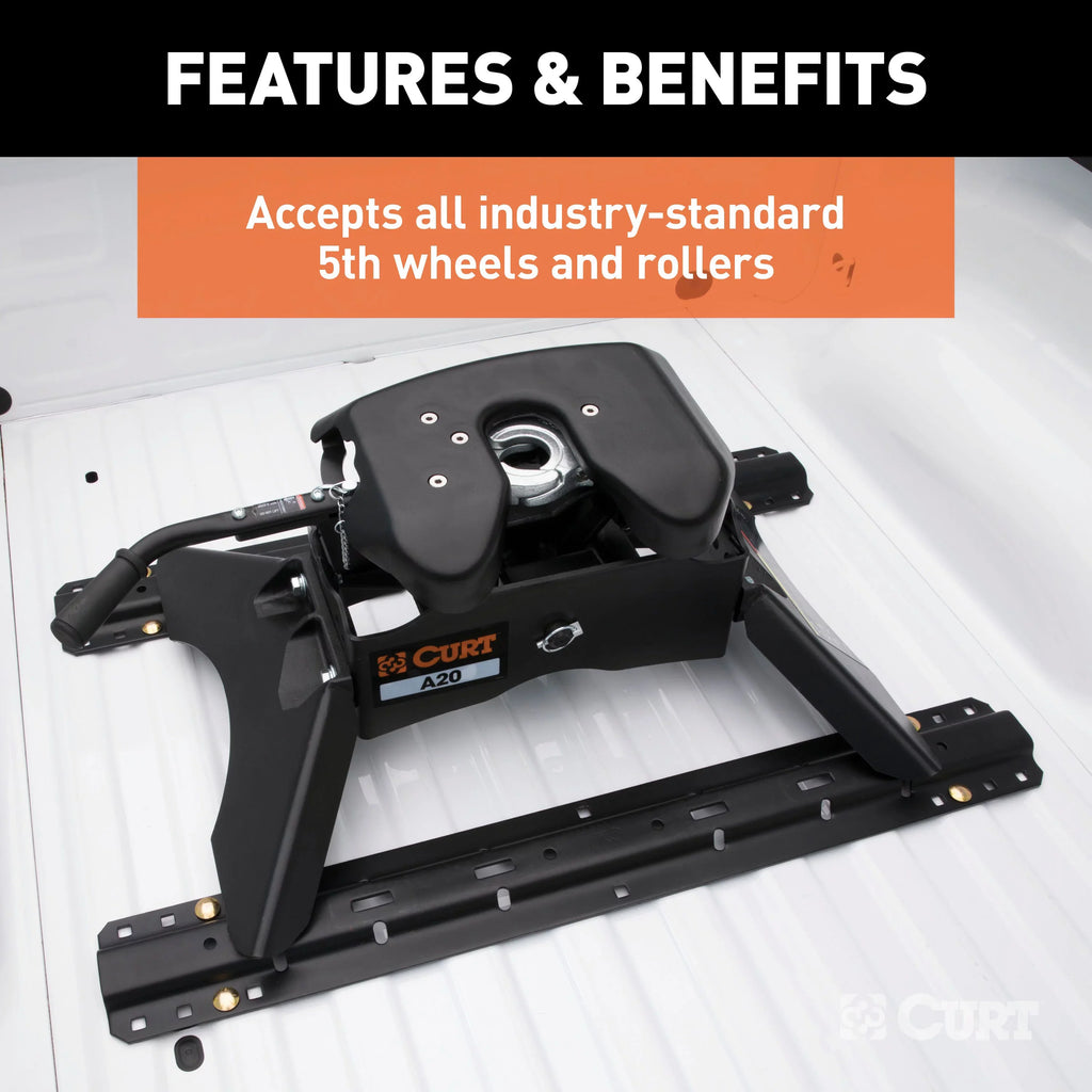 16200 Industry-Standard 5th Wheel Hitch Rails and Brackets, Carbide Black, 25,000 Pounds