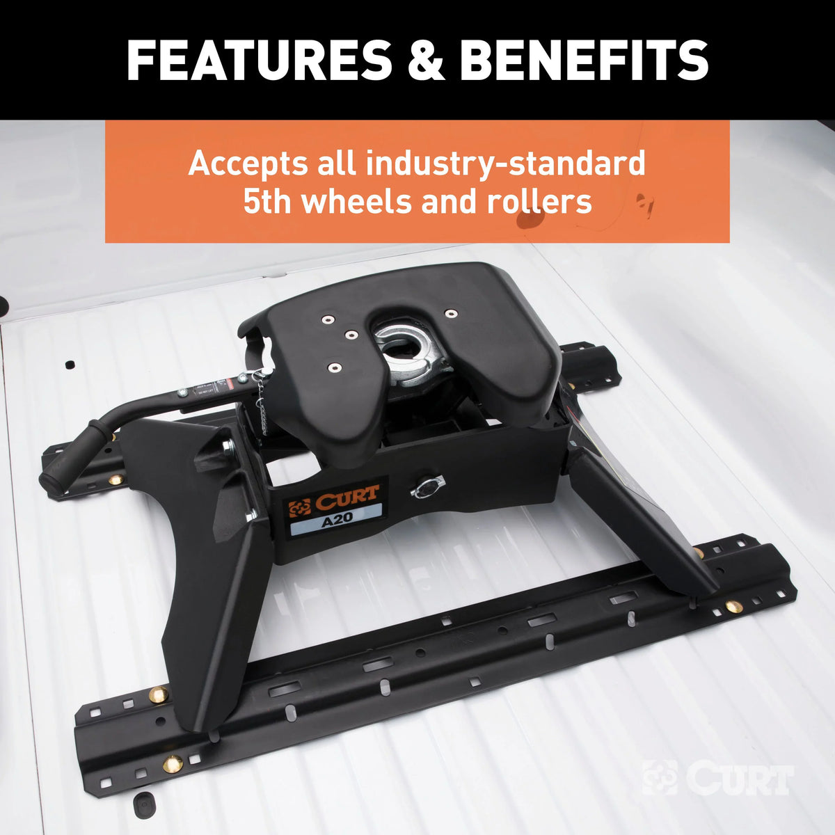 16200 Industry-Standard 5th Wheel Hitch Rails and Brackets, Carbide Black, 25,000 Pounds