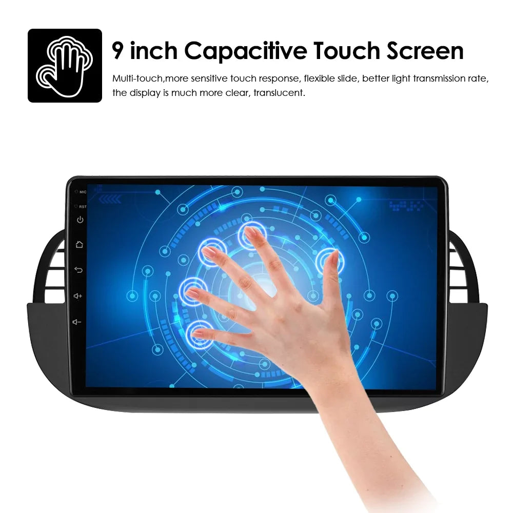 Android 12  Navigation Wifi 2+32GB  Carplay Car Stereo Radio Head Unit For Fiat 500 2007-2014
