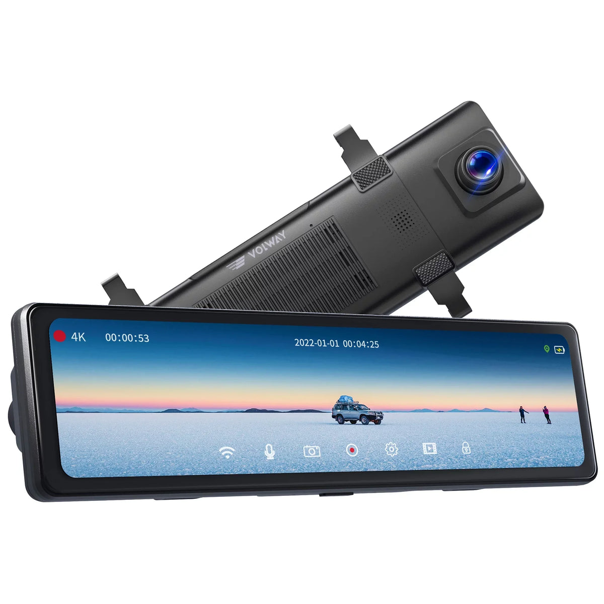 5MP 12" Mirror Dash Cam- Vantop H812  Front and Rear Mirror Dash Cam with Built-in  and Voice Control