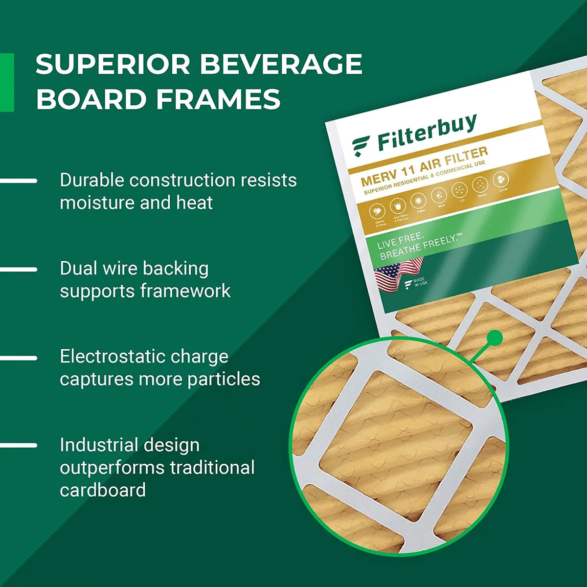 Filterbuy 17x17x1  11 Pleated   Furnace Air Filters (4-Pack)