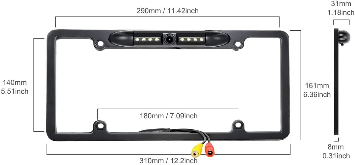 Backup Camera Rearview License Plate Frame for  KWV840BT -V840BT Black