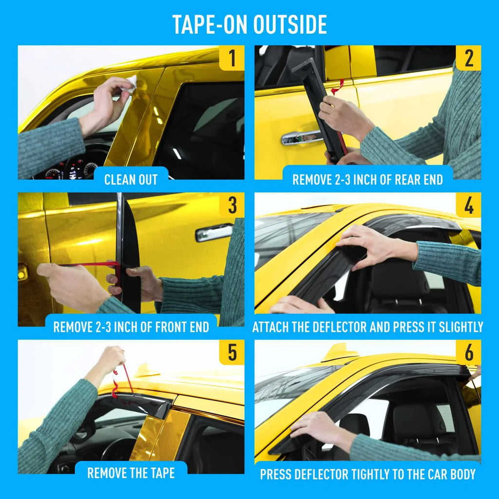 Tape-On Window Deflectors Extra Durable Window Visors Rain Guards Fit for Chevrolet (Chevy) Silverado 1500 2019-2024 Crew Cab, Sun Visors, Wind Vent Visors, Truck Accessories - 4pcs. AG0422