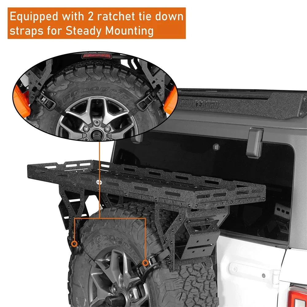 Hooke Road Spare Tire Utility Basket Fit 1976-2024 Jeep Wrangler     Ford Bronco