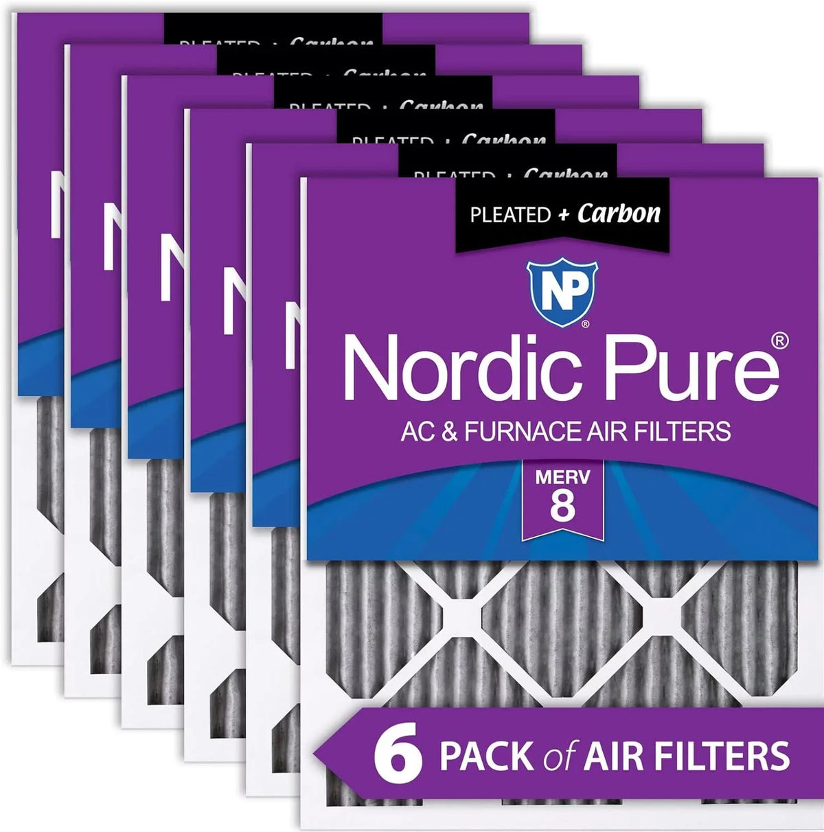 18X30x1 (17 3/4 X 29 3/4 X 3/4) Furnace Air Filters  8 Pleated Plus Carbon 6 Pack