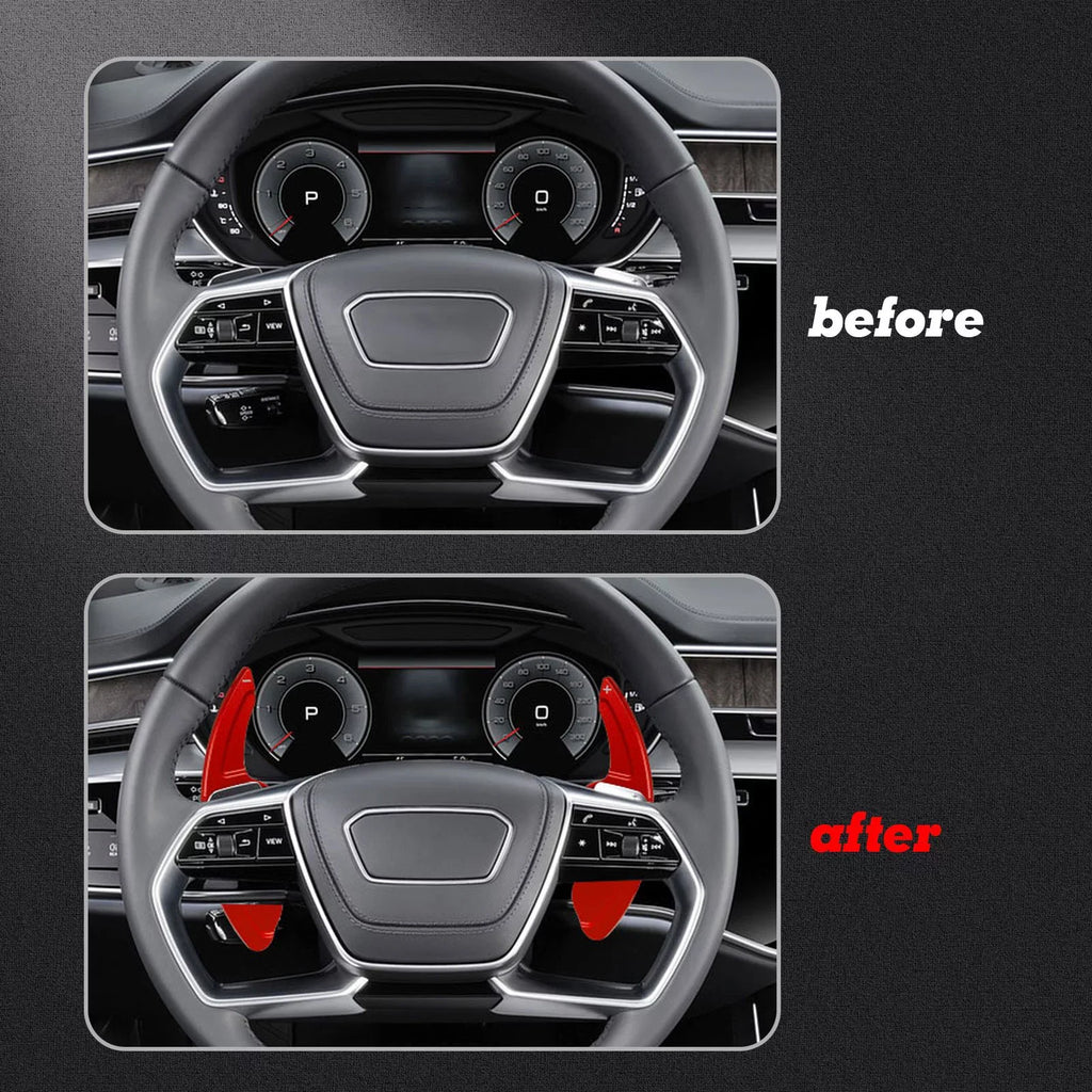 Xotic Tech Steering Wheel Paddle Shifter Cover Trim,  Aluminum Alloy, Compatible With Audi A3 A4 A5 A6 A7 A8 S3 S4 S5 S6 S7 S8 RS3 RS6 Q3 Q5 SQ5 Q7 (Red)