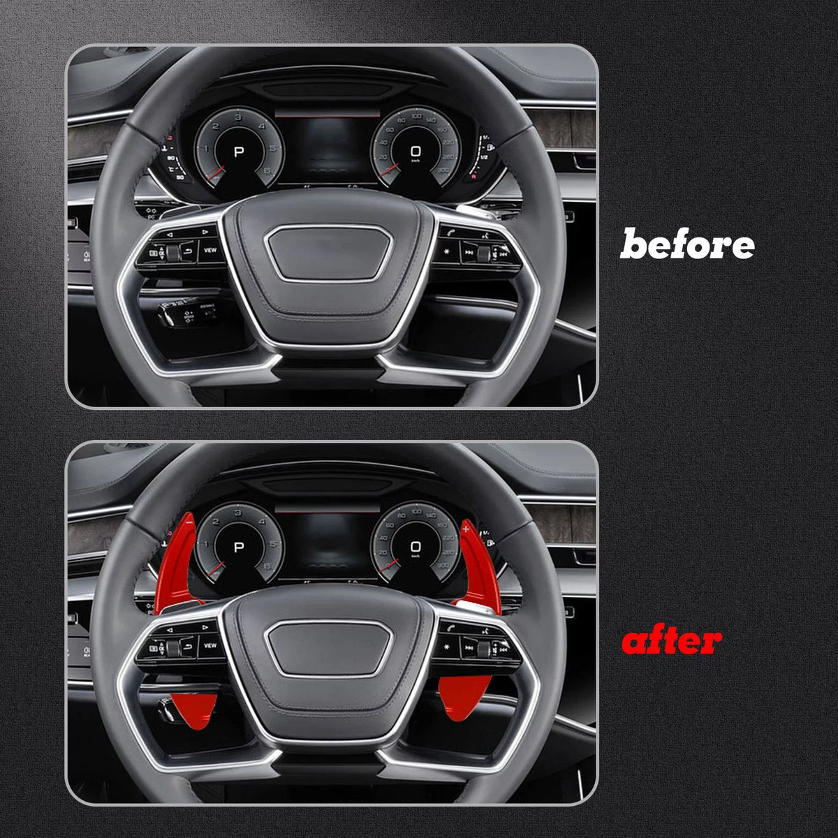 Xotic Tech Steering Wheel Paddle Shifter Cover Trim,  Aluminum Alloy, Compatible With Audi A3 A4 A5 A6 A7 A8 S3 S4 S5 S6 S7 S8 RS3 RS6 Q3 Q5 SQ5 Q7 (Red)