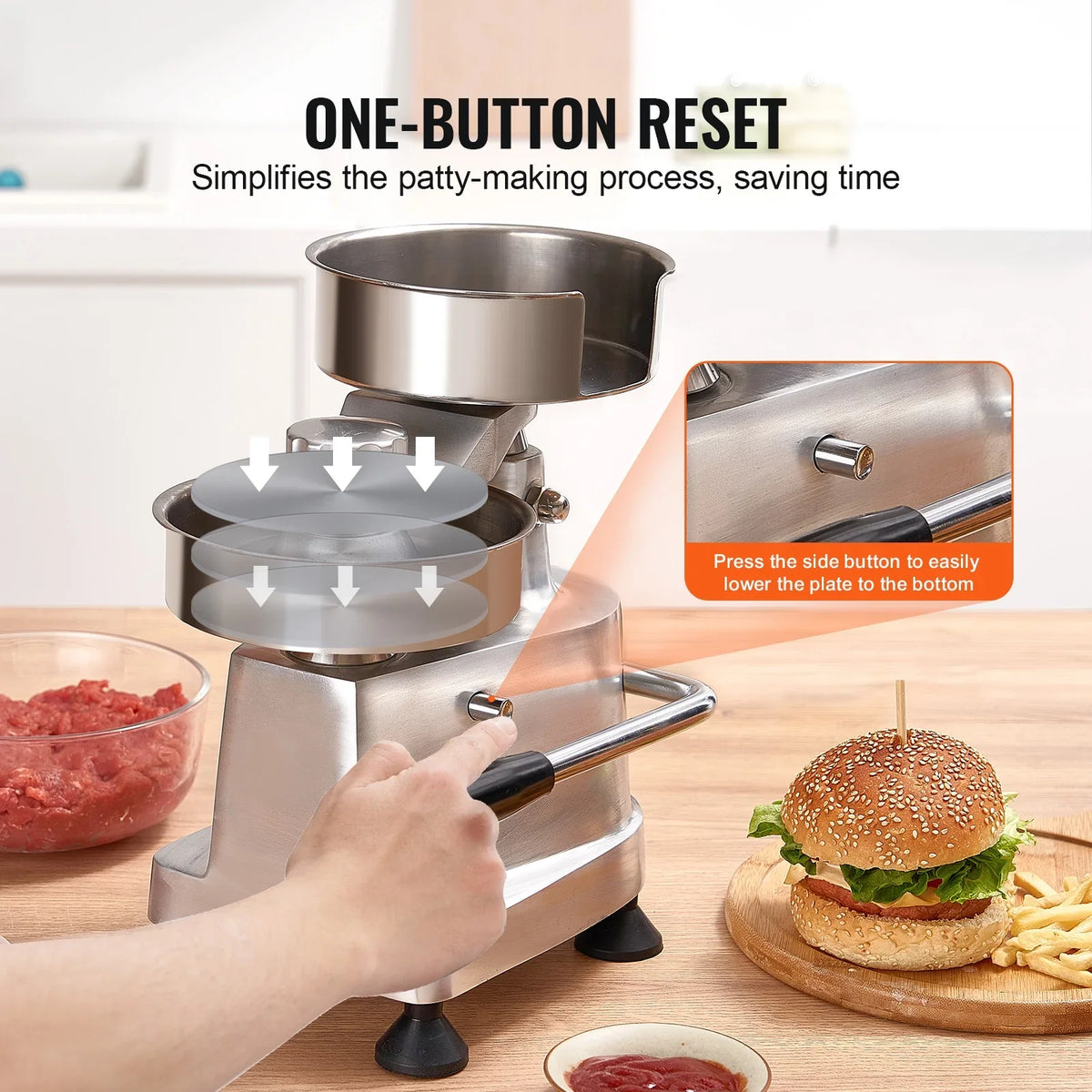 4"/5"/6" Commercial Burger Patty Maker Hamburger Press Forming Machine