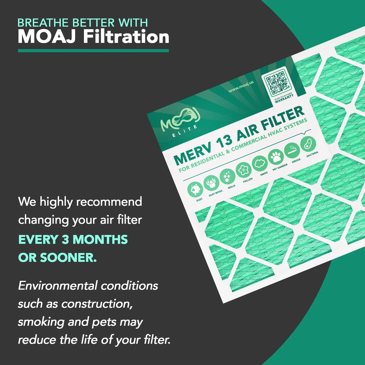 16x25x4 Air Filter (2-) |  13 |  Elite Bacterial & Viral Defense |    | Pleated Replacement Air Filters for  & Furnace Applications | Actual Dimensions: 15.88" x 24.88" x 4.31"