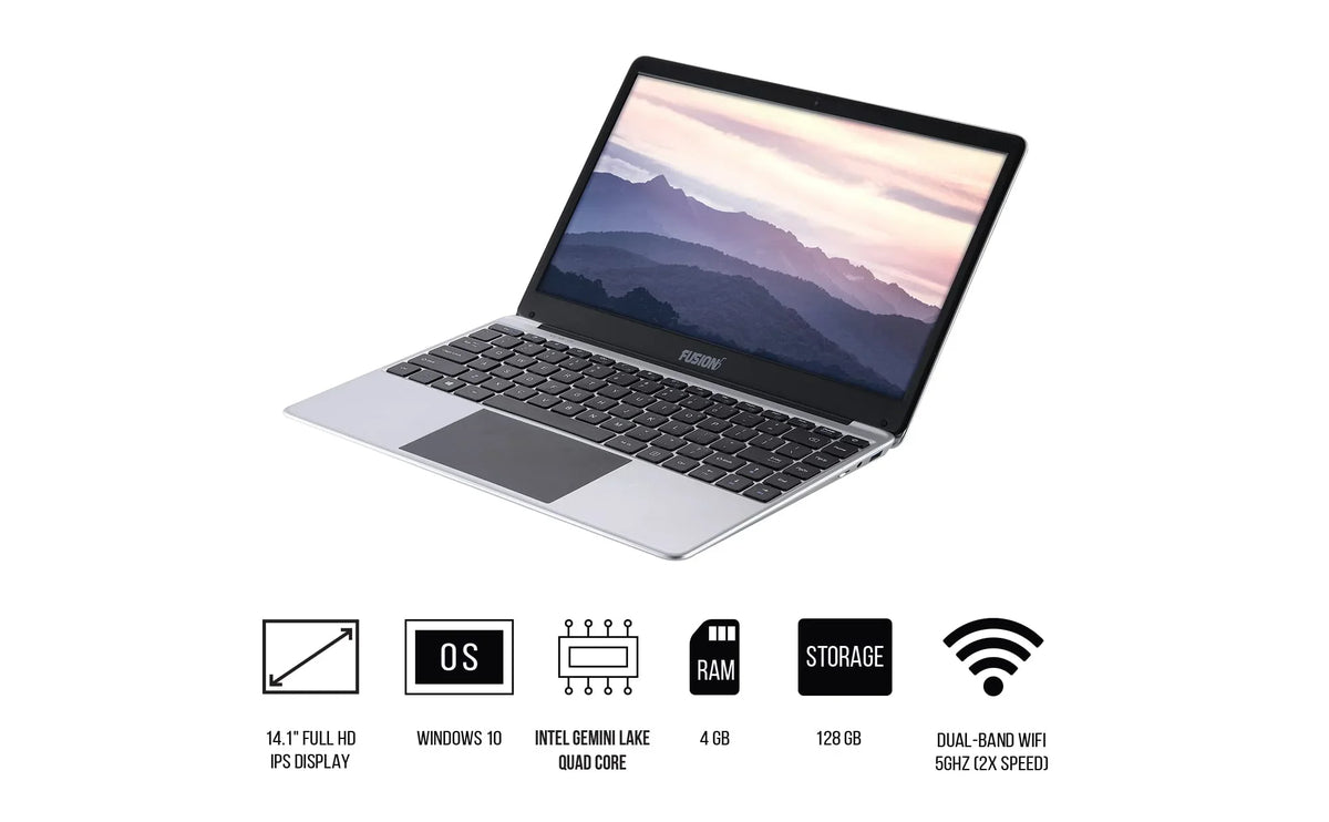 14.1" Full  Windows 10 Laptop - Windows 11 Compatible, 128GB Storage, 4GB , T90B+ Pro Model Lapbook, Intel Quad Core , 5GHz WiFi (Dual-Band WiFi) 2X WiFi speeds, Supports M.2