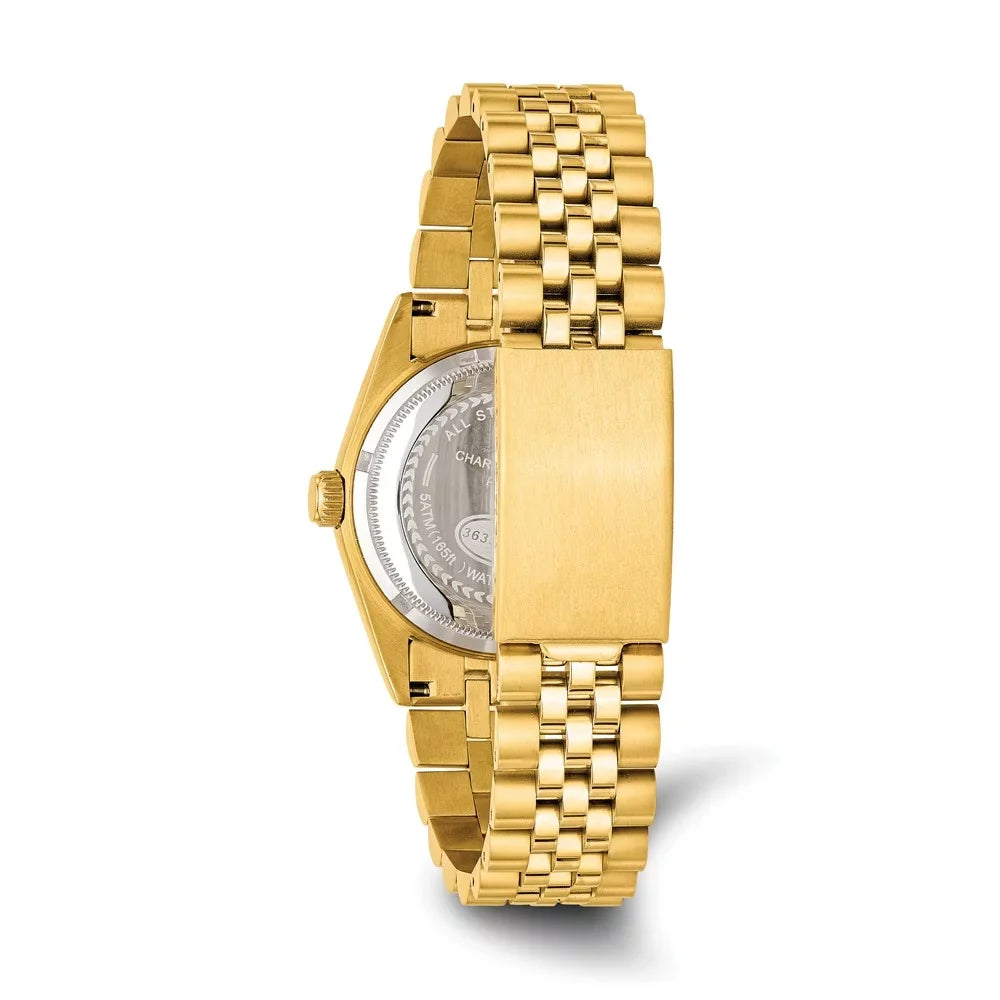 Charles-Hubert- Paris Mens Gold-Plated Stainless Steel Quartz Watch #3635-