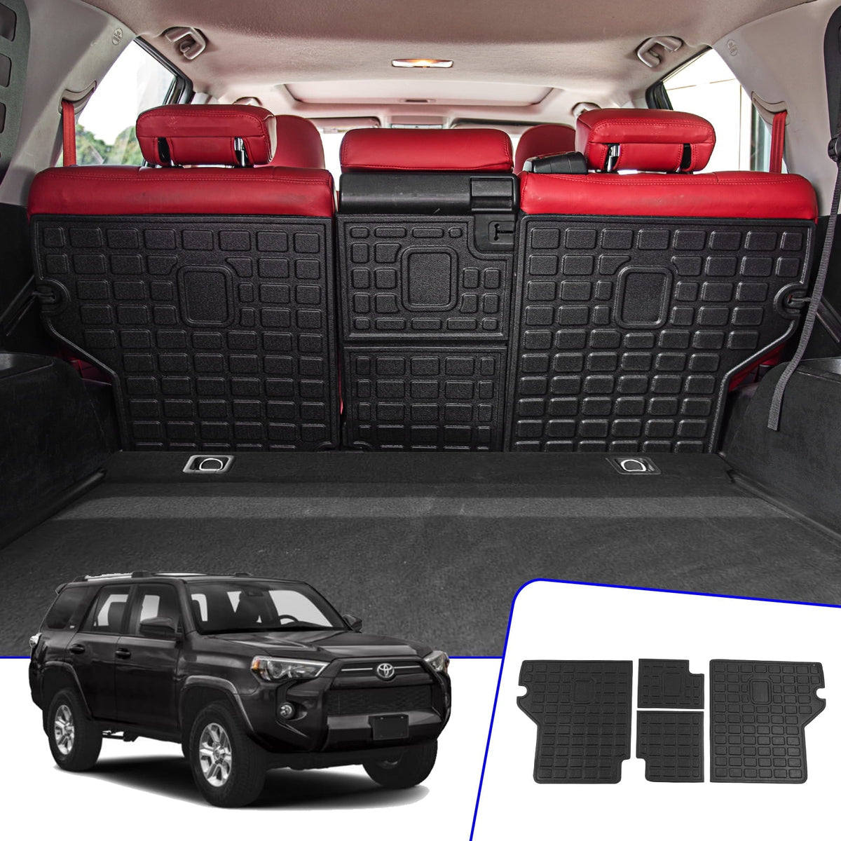 Fit 2010-2023 Toyota 4Runner Back Seat Cover Protector All Weather Trunk Mat Cargo Mat Cargo Liner 2022 Toyota 4 Runner Accessories (Backrest Mats,Fit Without Sliding Tray)