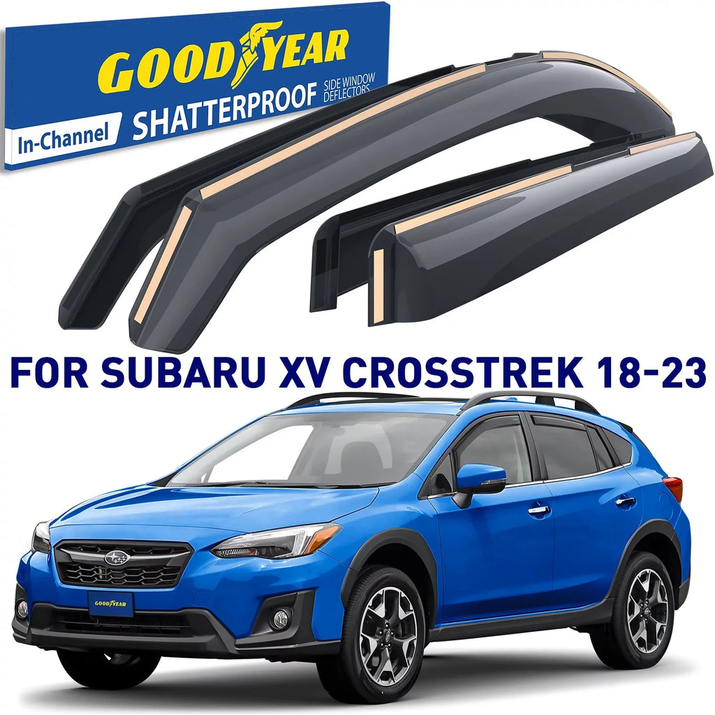 Goodyear Shatterproof in-Channel Window Deflectors for Subaru  Crosstrek 2018-2023/Impreza Hatchback 2017-2023, Rain Guards, Window Visors for Cars, Vent Deflector, Car Accessories, 4 pcs - GY003477