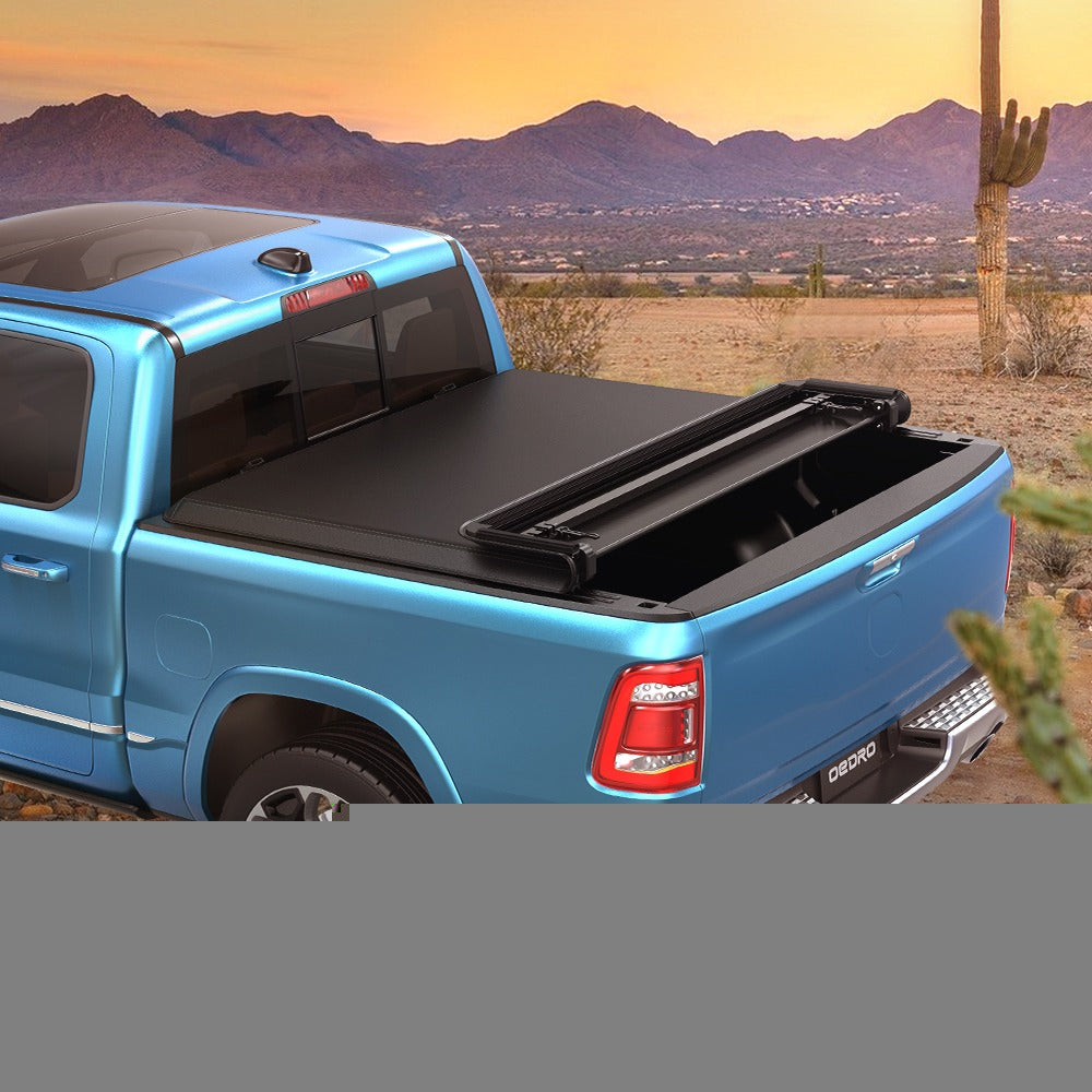 Ledkingdomus 5.6ft Soft Quad Fold Tonneau Cover Four Fold Truck Bed Covers for 2009-2023 Dodge Ram 1500