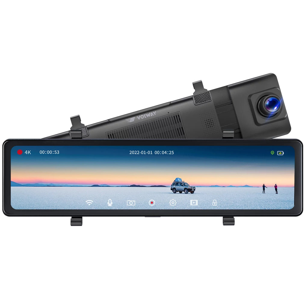 5MP 12" Mirror Dash Cam- Vantop H812  Front and Rear Mirror Dash Cam with Built-in  and Voice Control