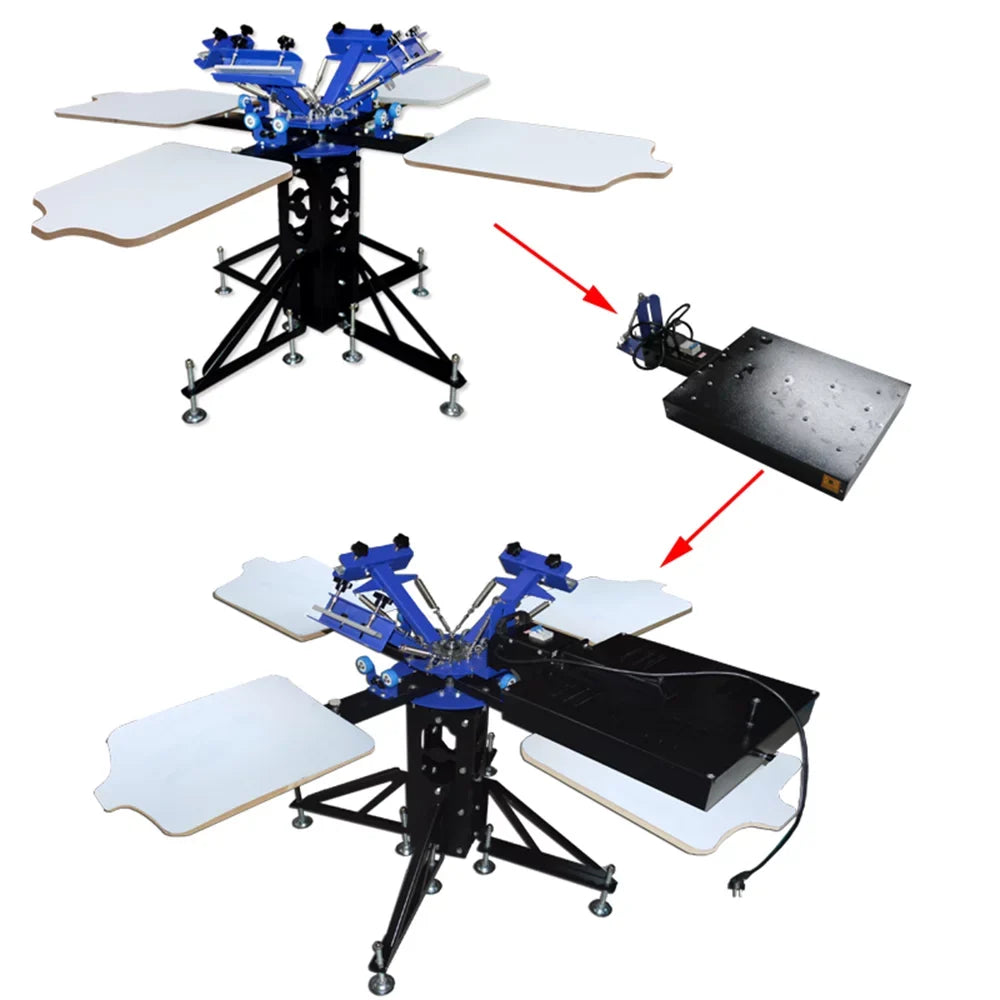 4 Color 4 Station Press Printer Simple Type Double Rotary T-shirt Screen Printer T-shirt Printing Equipment