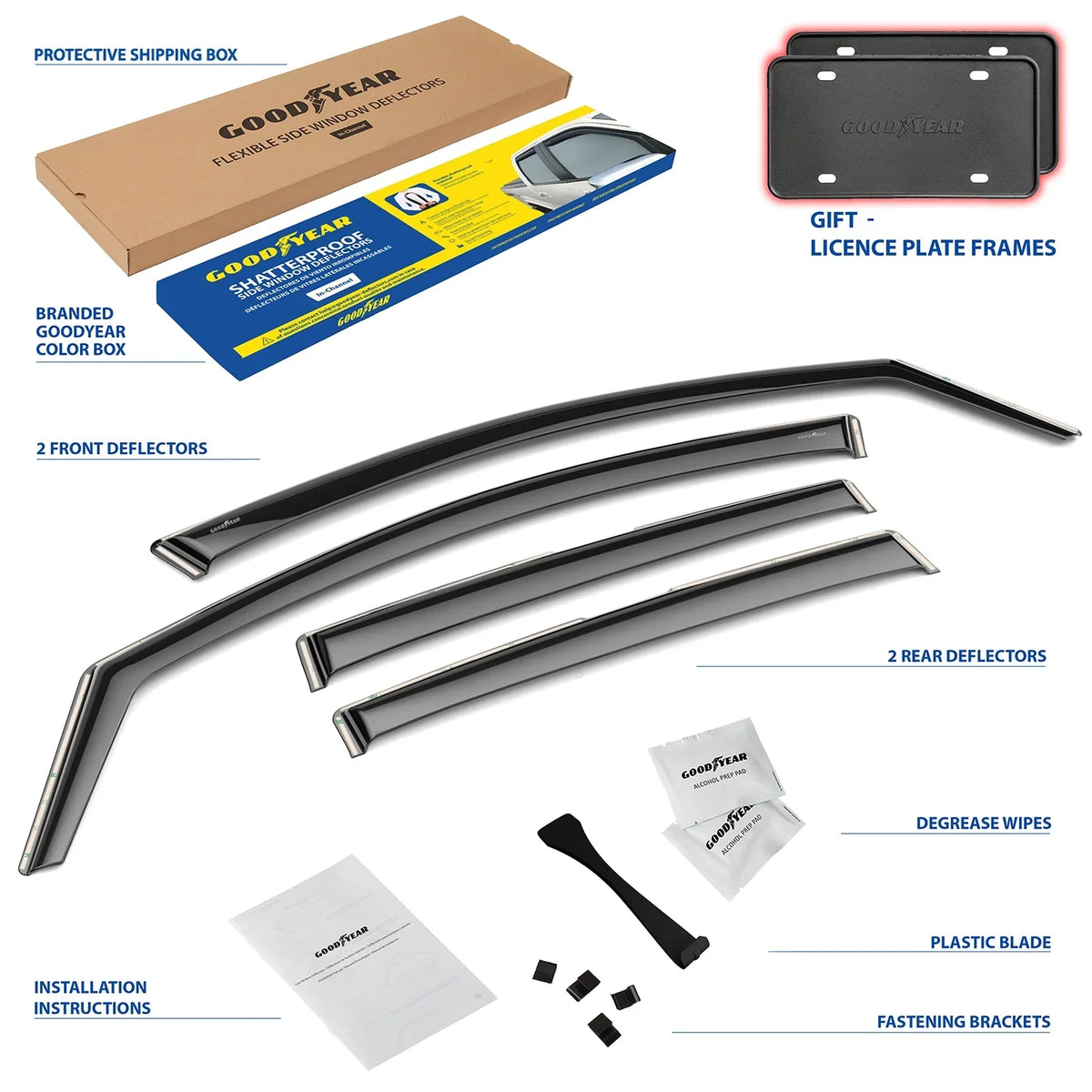 Goodyear Shatterproof in-Channel Window Deflectors for Subaru  Crosstrek 2018-2023/Impreza Hatchback 2017-2023, Rain Guards, Window Visors for Cars, Vent Deflector, Car Accessories, 4 pcs - GY003477