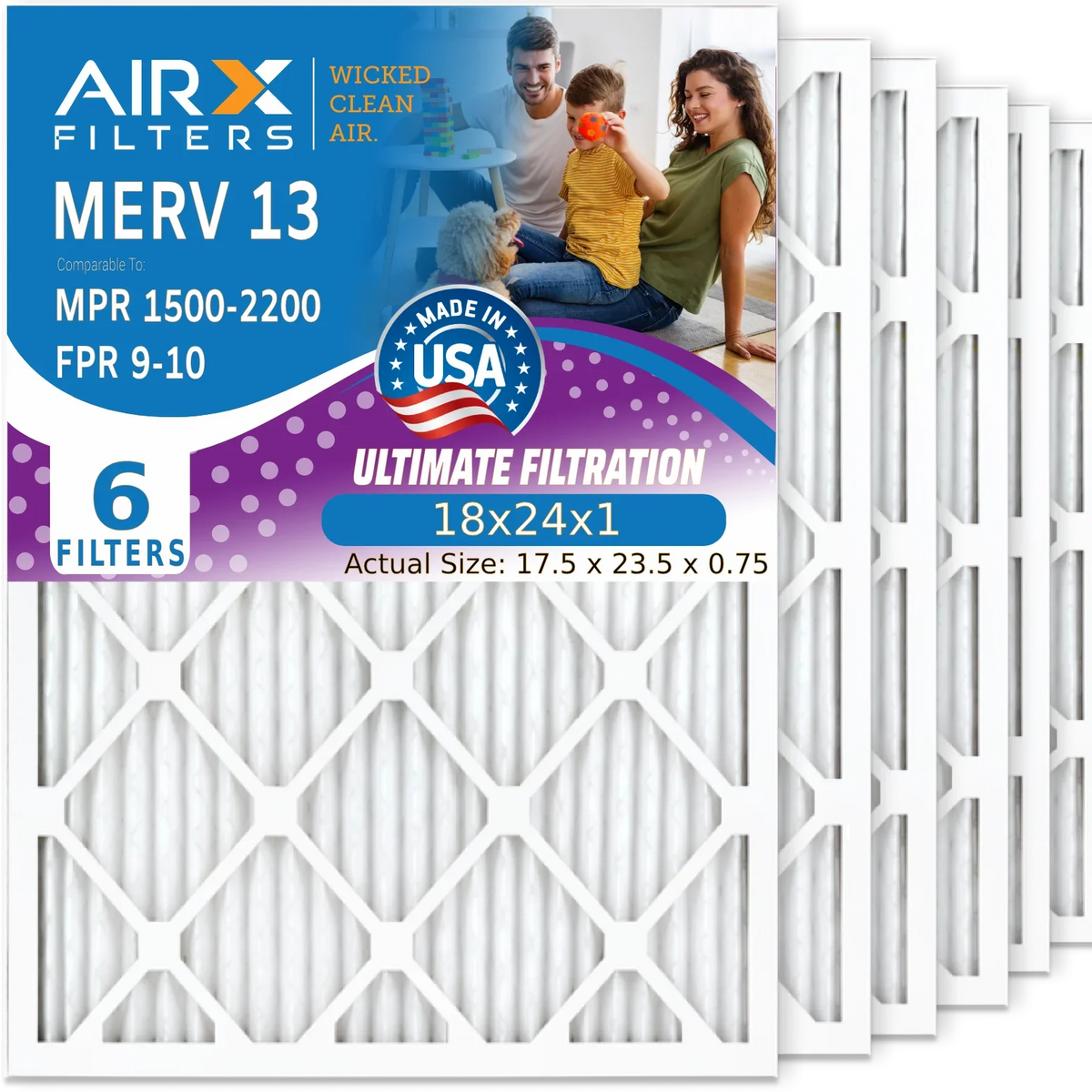 18x24x1 Air Filter  13 Comparable to  1500 - 2200 &  9 Electrostatic Pleated Air Conditioner Filter 6 Pack   Premium  Made 18x24x1 Furnace Filters by     .